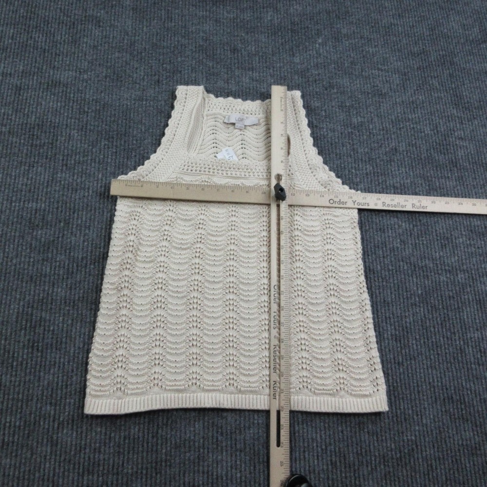LOFT Sweater Womens M Cream Open-Knit Crochet Square Neck Sleeveless Summer NWT - Picture 2 of 10